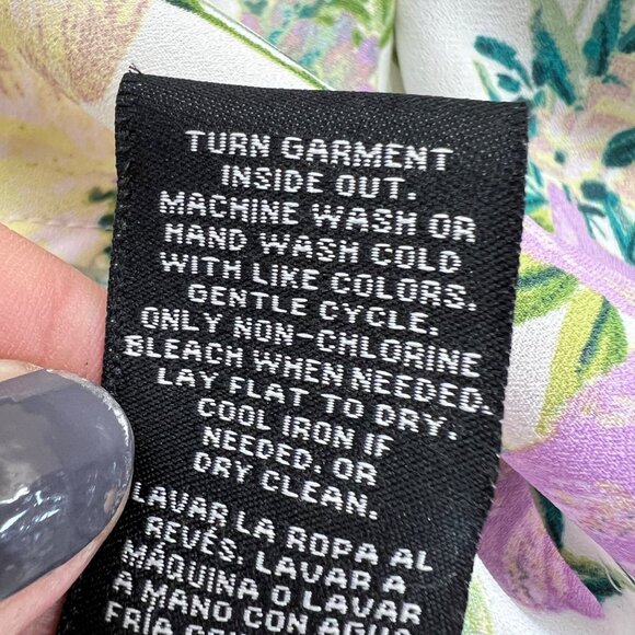 Zac & Rachel Floral Print Short Sleeve Blouse White Multicolor Size Small - Picture 10 of 12